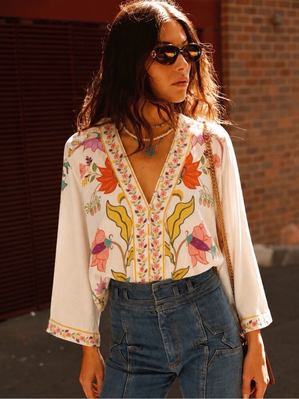 Rose + Olive Bohemian V-Neck Floral Blouse (Farm Rio Vibes!)